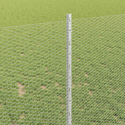 Zaun mit Pfosten Silber 1 x 100 m Stahl