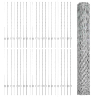 Zaun mit Pfosten Silber 1.2 x 100 m Stahl