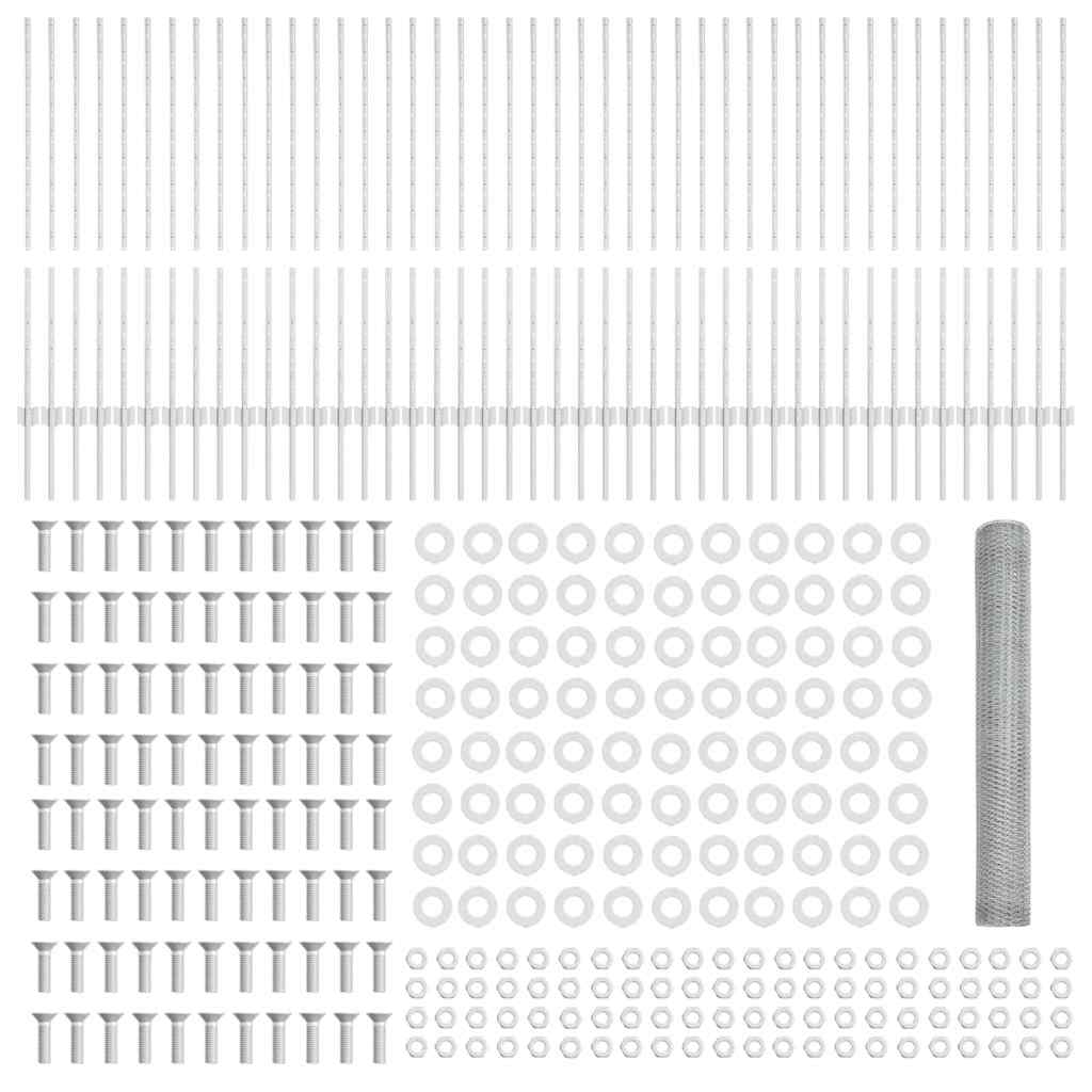 Zaun mit Pfosten Silber 1.2 x 100 m Stahl