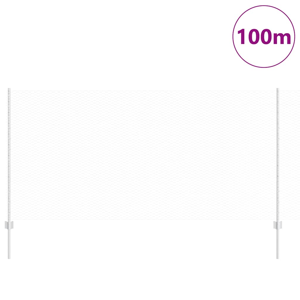 Zaun mit Pfosten Silber 1.2 x 100 m Stahl