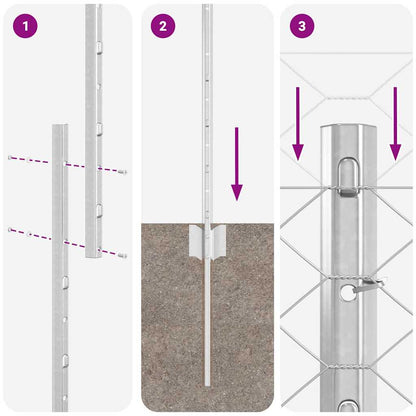 Zaun mit Pfosten Silber 1.2 x 100 m Stahl