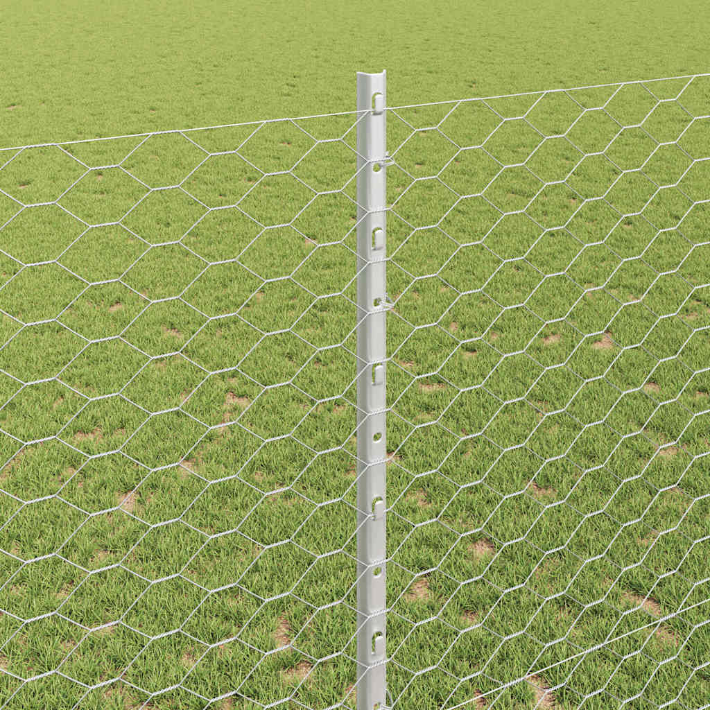 Zaun mit Pfosten Silber 1,4 x 100 m Stahl