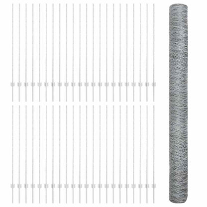 Zaun mit Pfosten Silber 1.4 x 100 m Stahl