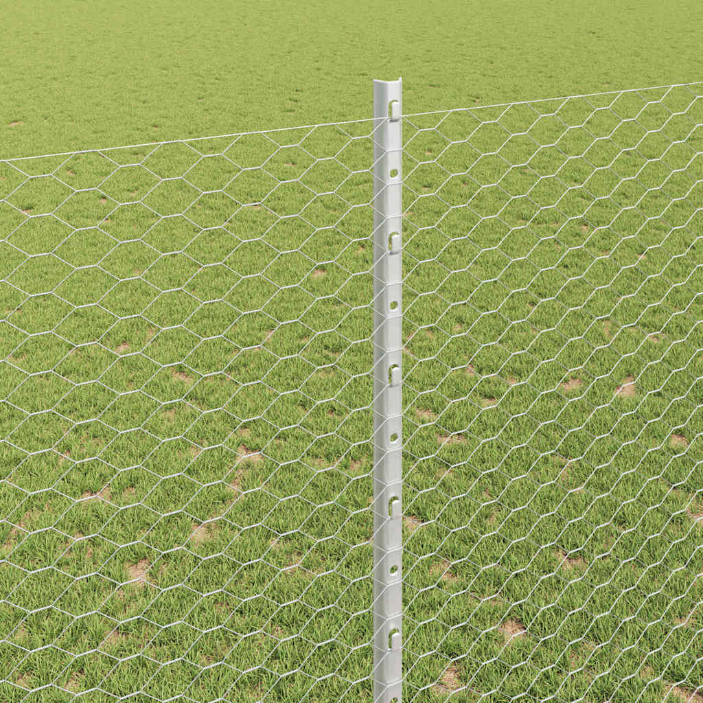 Zaun mit Pfosten Silber 1,5 x 100 m Stahl