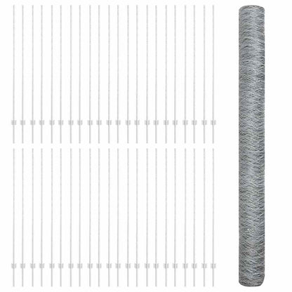 Zaun mit Pfosten Silber 1,5 x 100 m Stahl