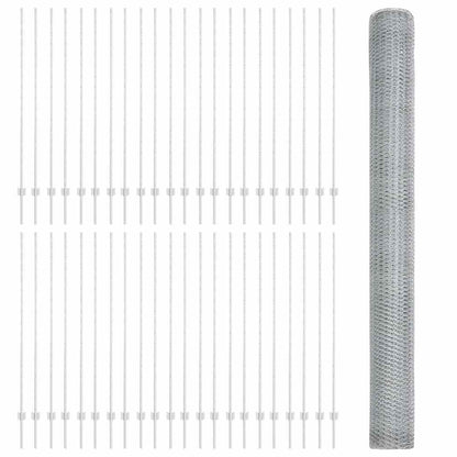 Zaun mit Pfosten Silber 1.6 x 100 m Stahl