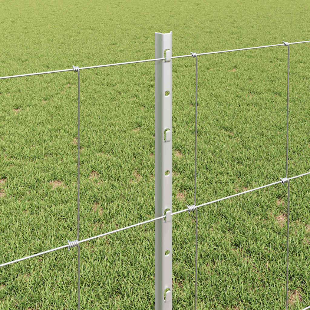 Zaun mit Pfosten Silber 0,8 x 25 m Stahl