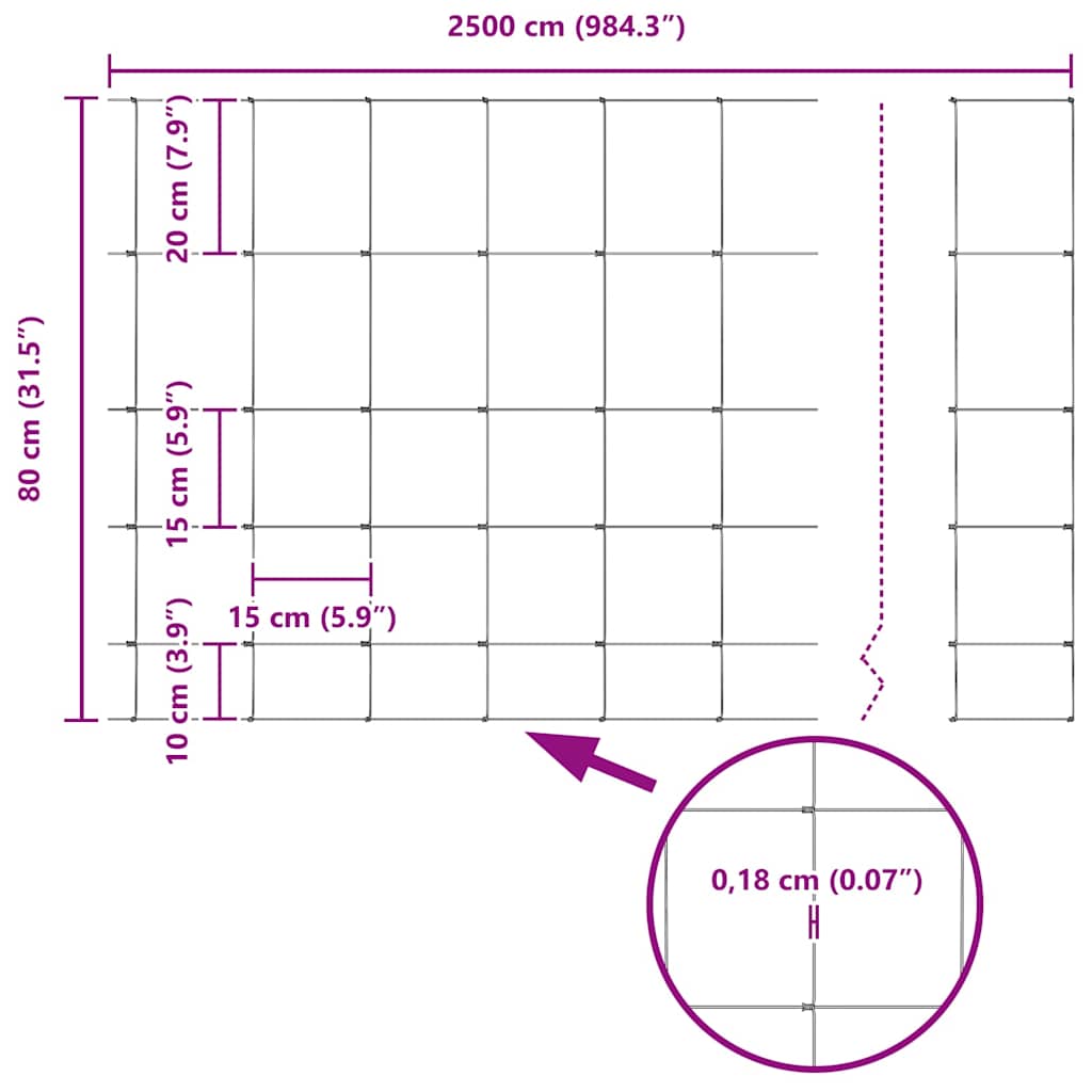 Zaun mit Pfosten Silber 0.8 x 25 m Stahl