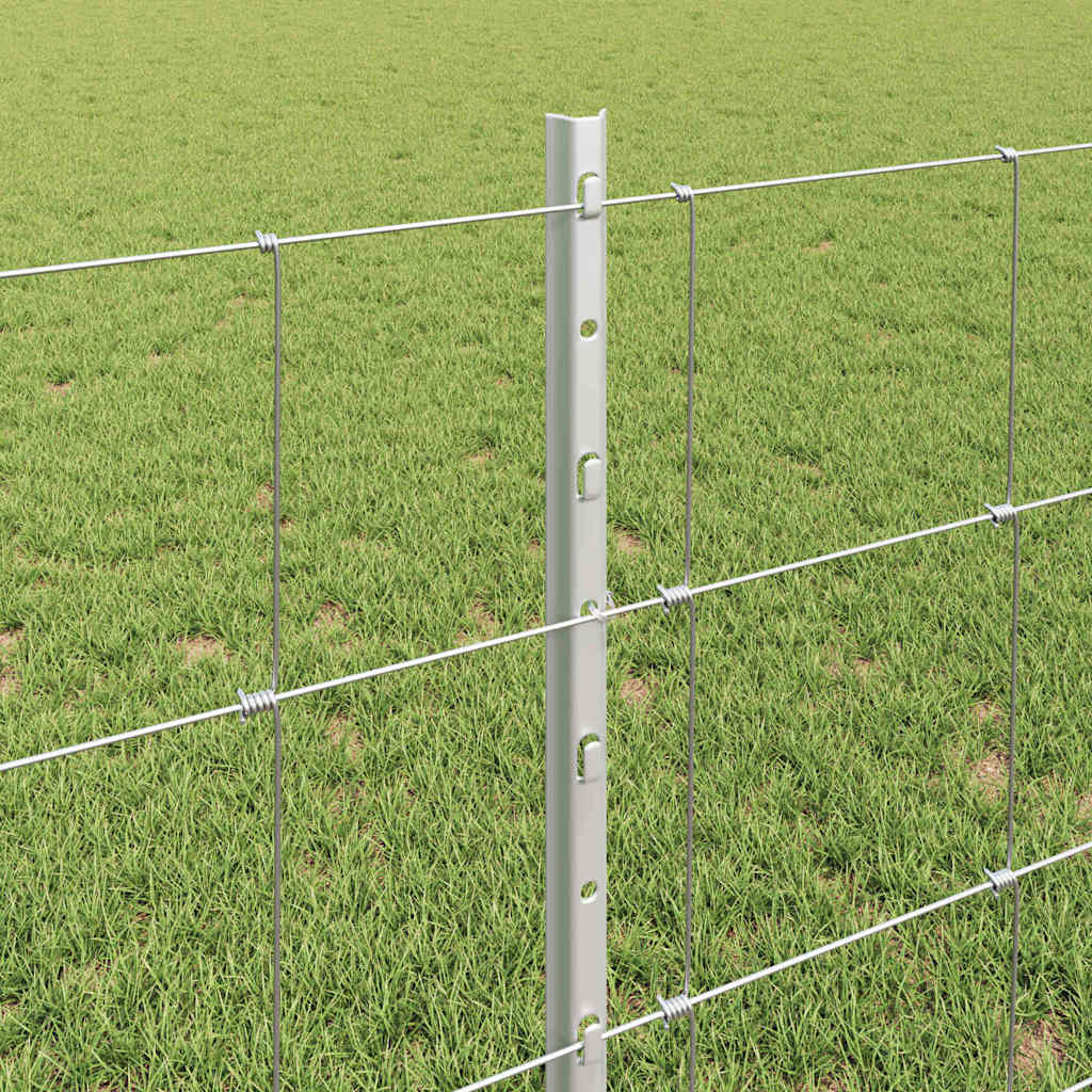 Zaun mit Pfosten Silber 0,8 x 25 m Stahl