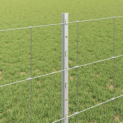 Zaun mit Pfosten Silber 0,8 x 25 m Stahl