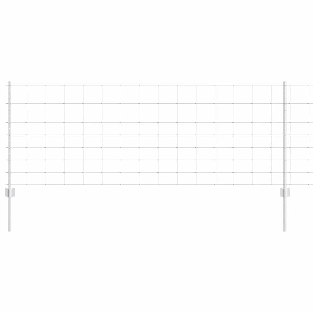 Zaun mit Pfosten Silber 0.8 x 25 m Stahl