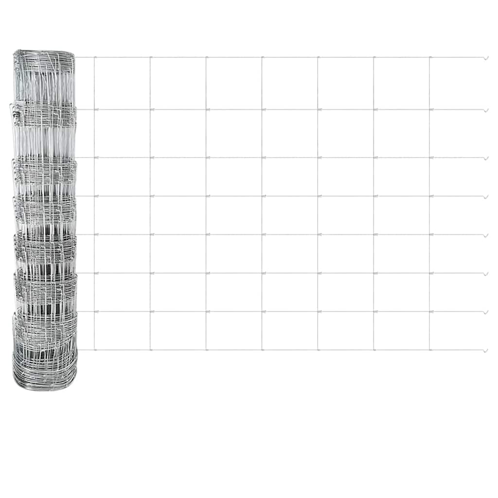 Zaun mit Pfosten Silber 0.8 x 25 m Stahl