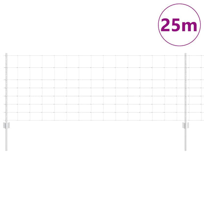 Zaun mit Pfosten Silber 0.8 x 25 m Stahl