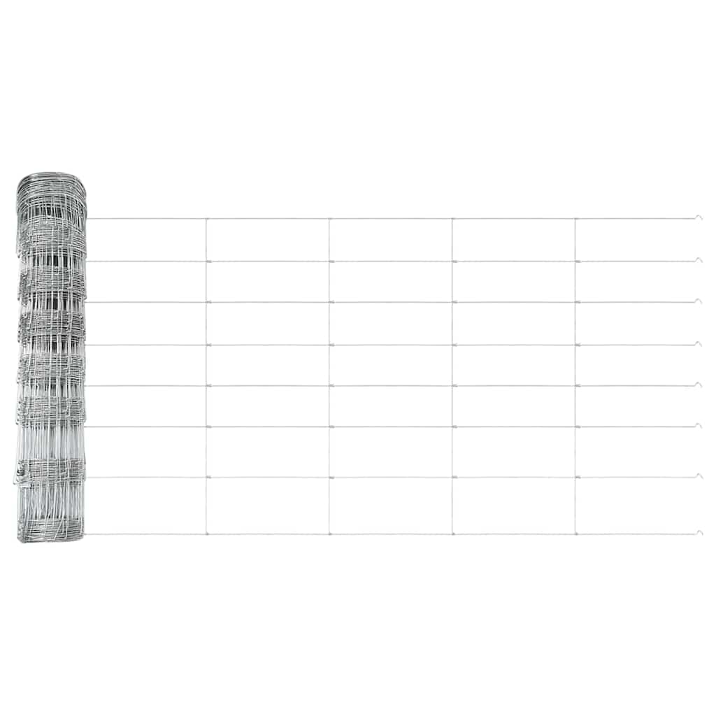 Zaun mit Pfosten Silber 0.8 x 25 m Stahl