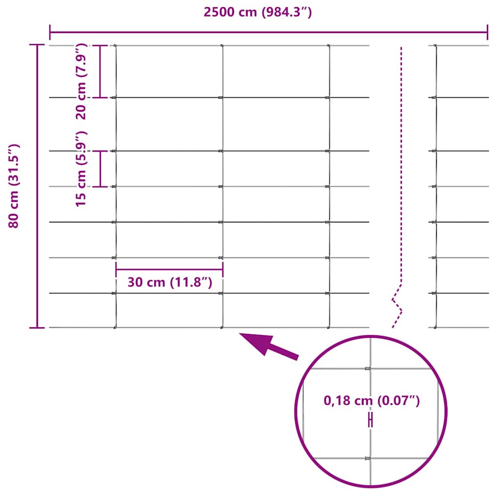 Zaun mit Pfosten Silber 0.8 x 25 m Stahl