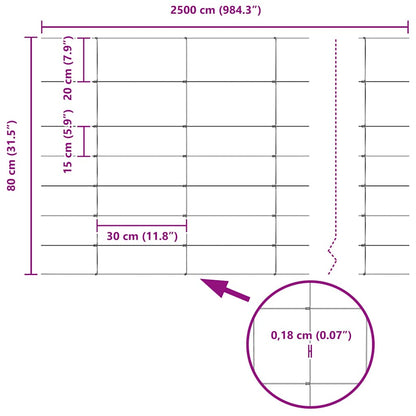 Zaun mit Pfosten Silber 0.8 x 25 m Stahl