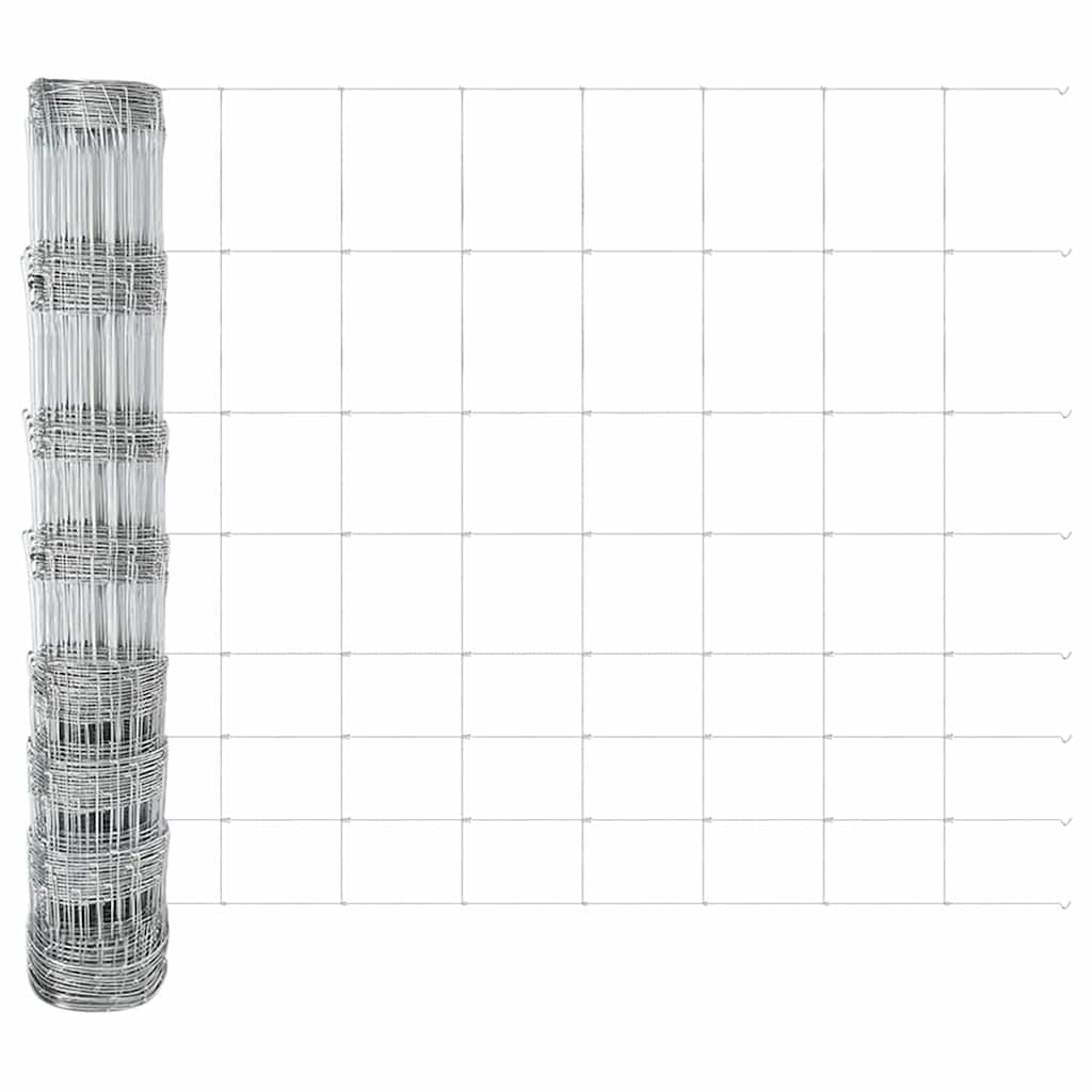 Zaun mit Pfosten Silber 1 x 25 m Stahl