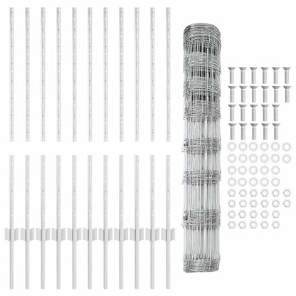 Zaun mit Pfosten Silber 1 x 25 m Stahl