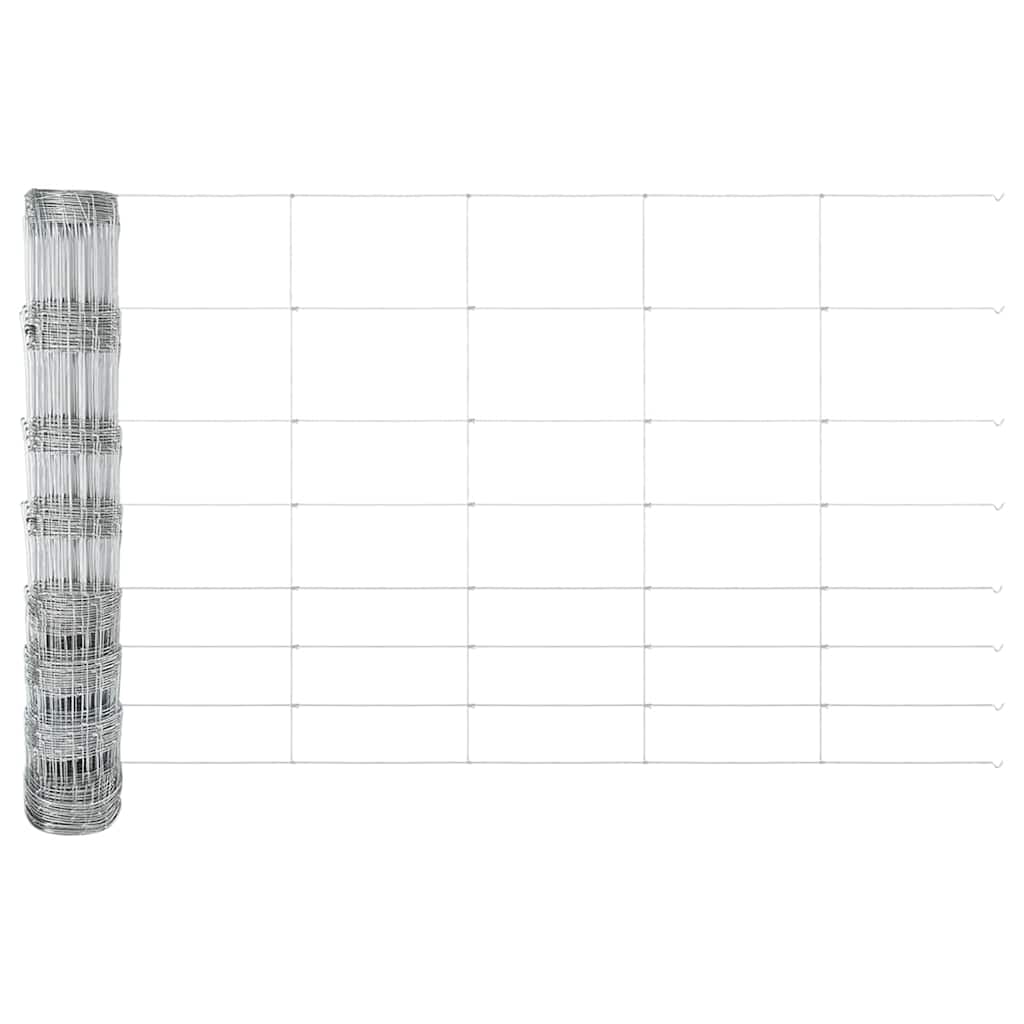 Zaun mit Pfosten Silber 1 x 25 m Stahl