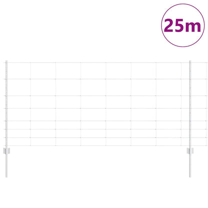 Zaun mit Pfosten Silber 1 x 25 m Stahl
