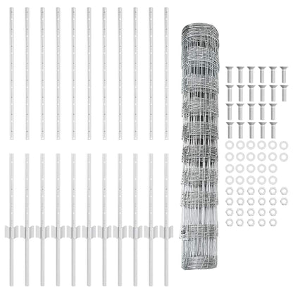Zaun mit Pfosten Silber 1 x 25 m Stahl