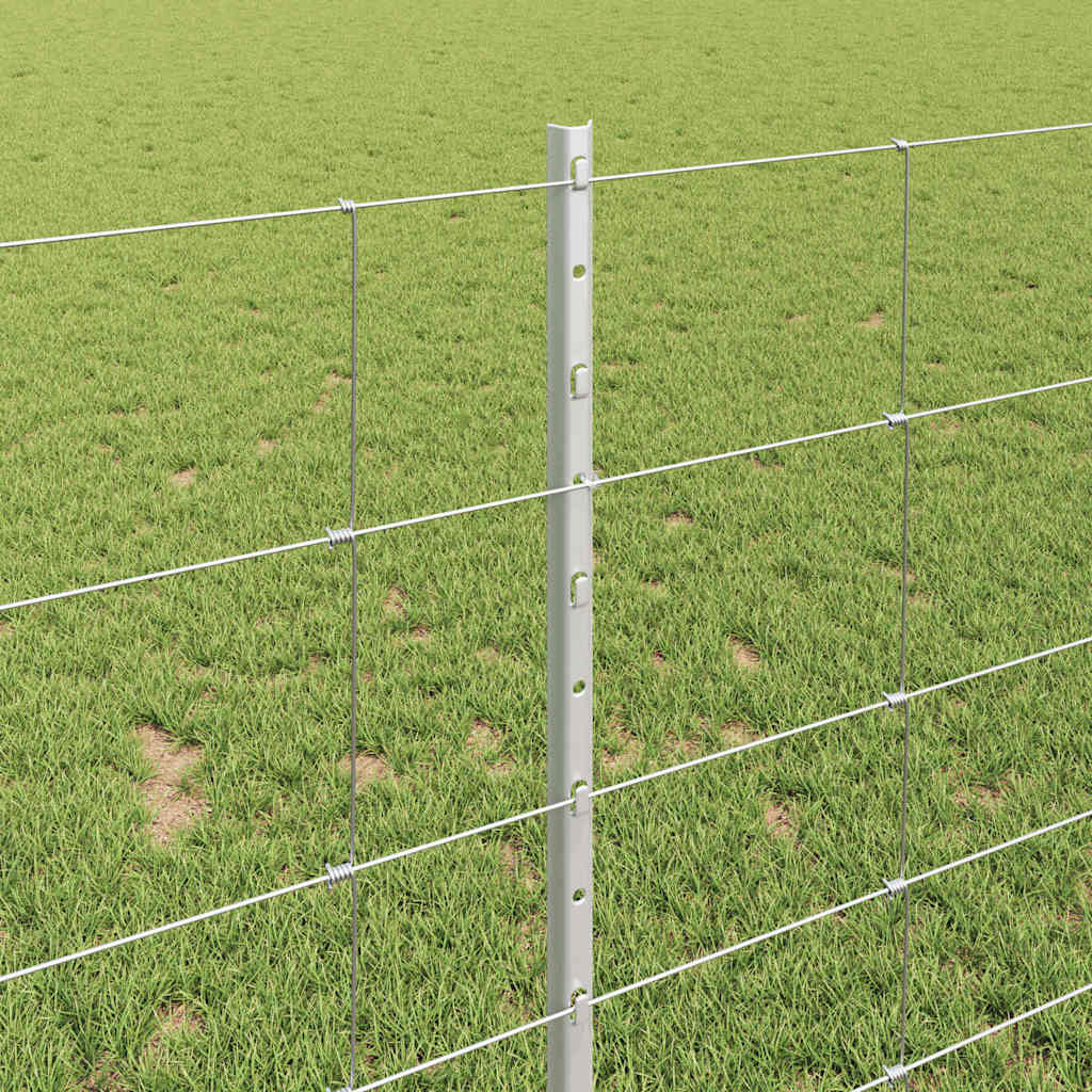 Zaun mit Pfosten Silber 1 x 25 m Stahl
