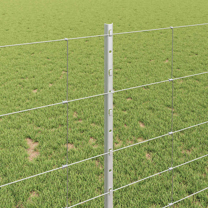 Zaun mit Pfosten Silber 1 x 25 m Stahl