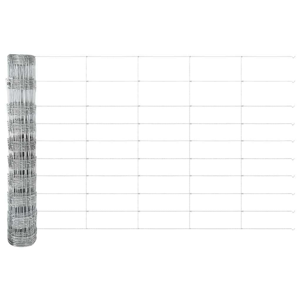 Zaun mit Pfosten Silber 1 x 25 m Stahl