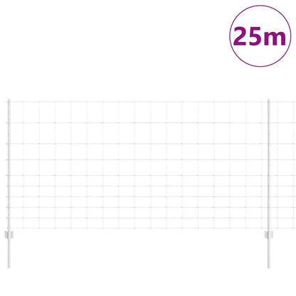Zaun mit Pfosten Silber 1,2 x 25 m Stahl