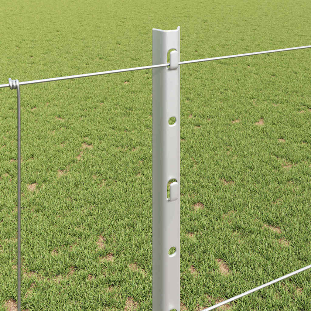 Zaun mit Pfosten Silber 1,2 x 25 m Stahl