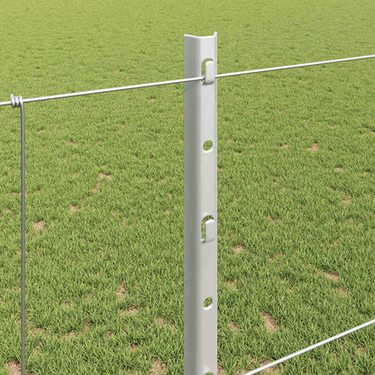 Zaun mit Pfosten Silber 1,2 x 25 m Stahl