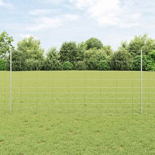 Zaun mit Pfosten Silber 1.2 x 25 m Stahl