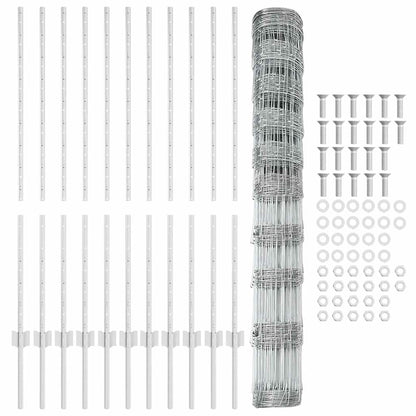 Zaun mit Pfosten Silber 1.2 x 25 m Stahl