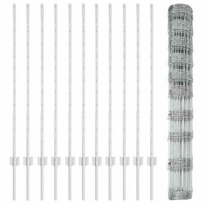 Zaun mit Pfosten Silber 1.2 x 25 m Stahl