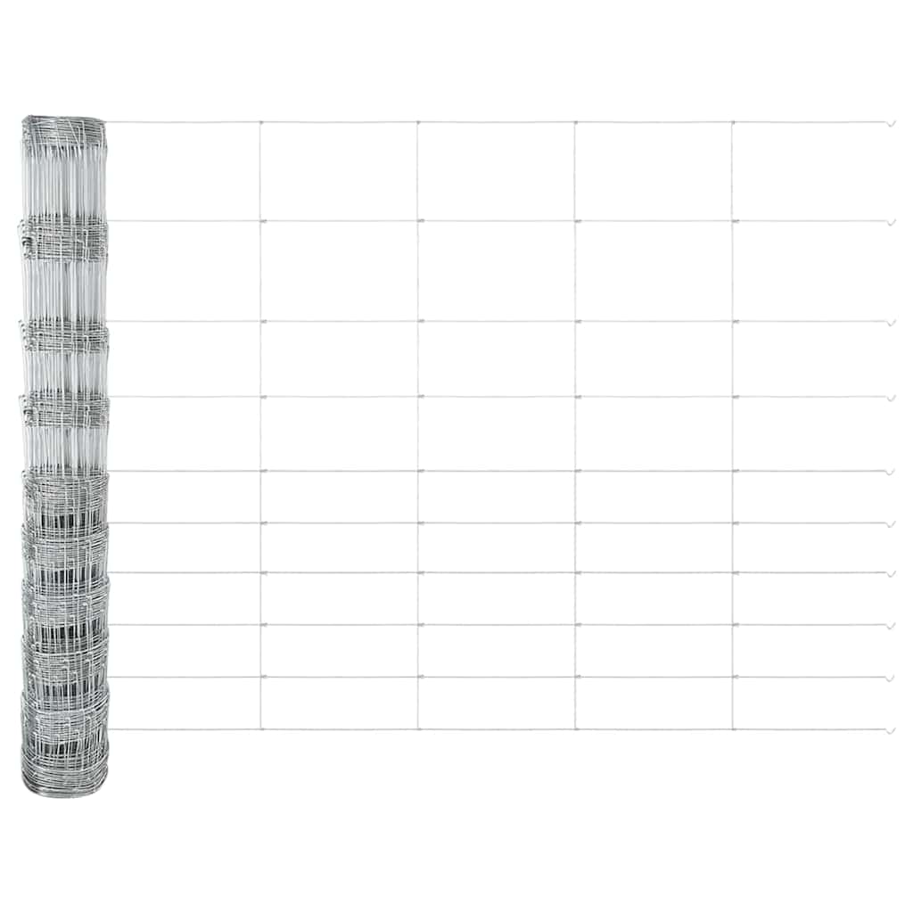 Zaun mit Pfosten Silber 1.2 x 25 m Stahl