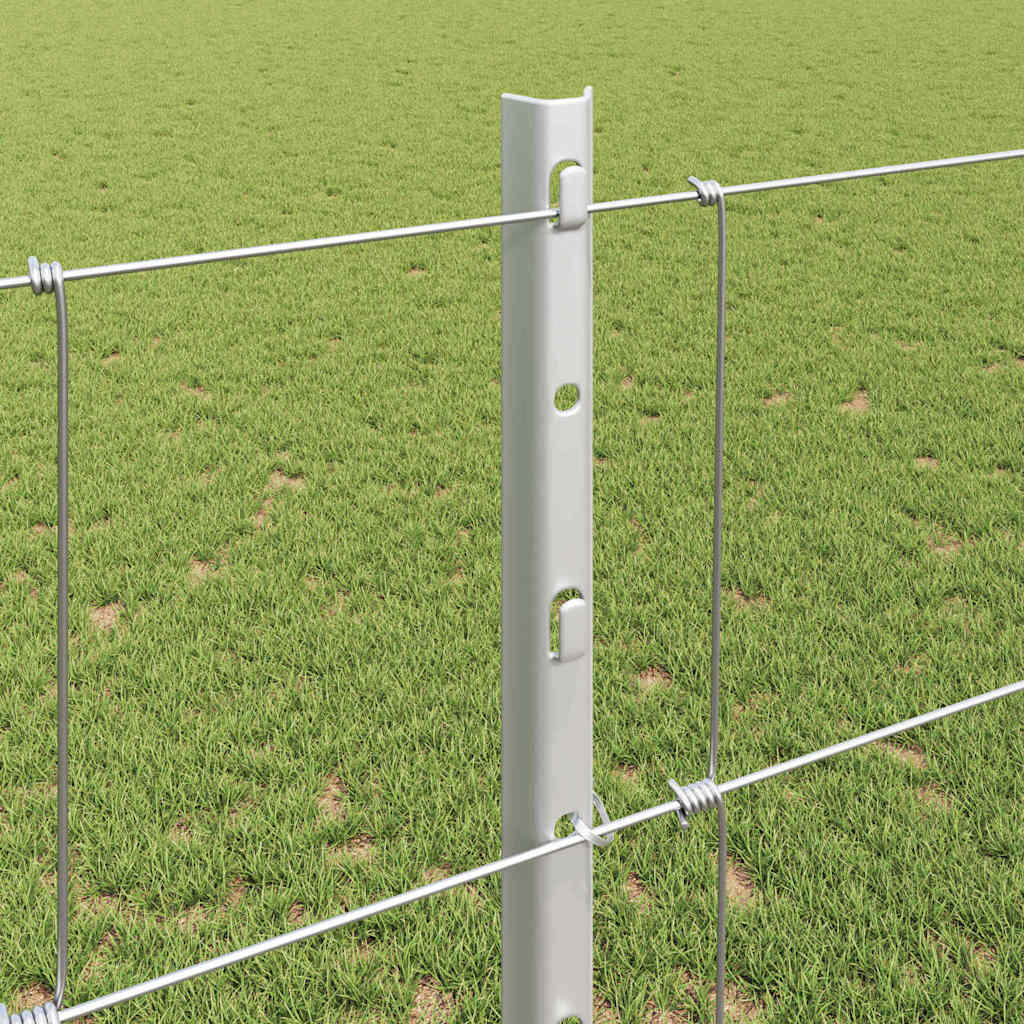 Zaun mit Pfosten Silber 1,2 x 25 m Stahl