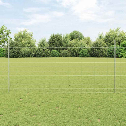 Zaun mit Pfosten Silber 1.2 x 25 m Stahl