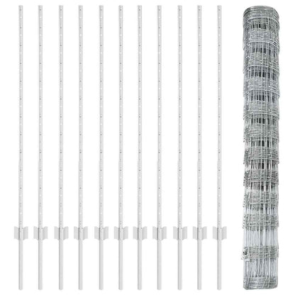 Zaun mit Pfosten Silber 1.2 x 25 m Stahl