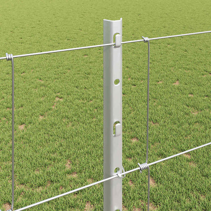Zaun mit Pfosten Silber 1,2 x 25 m Stahl