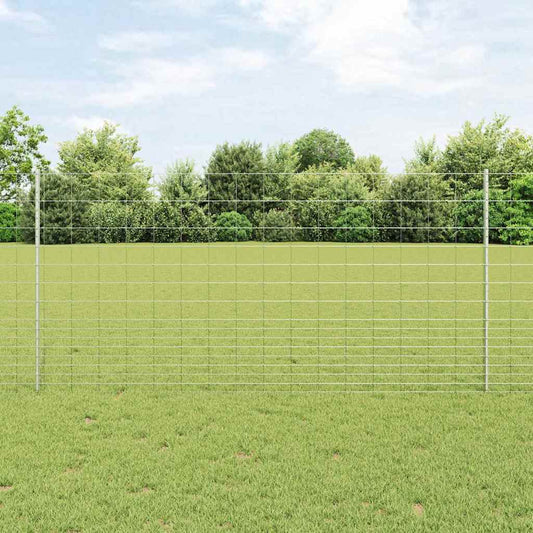 Zaun mit Pfosten Silber 1.2 x 25 m Stahl