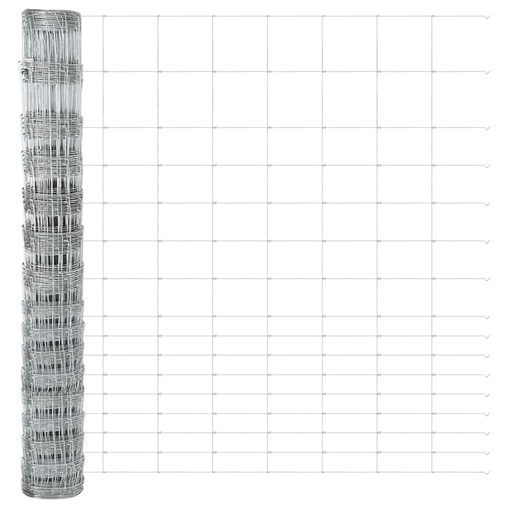 Zaun mit Pfosten Silber 1.2 x 25 m Stahl