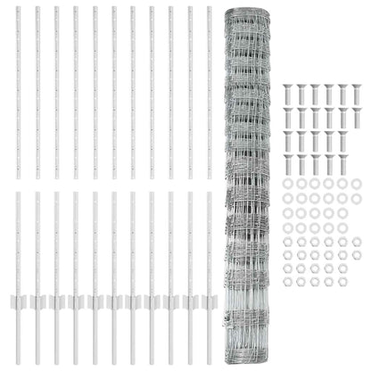 Zaun mit Pfosten Silber 1.2 x 25 m Stahl