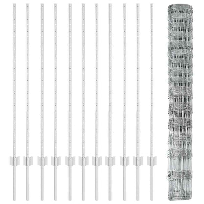 Zaun mit Pfosten Silber 1.2 x 25 m Stahl
