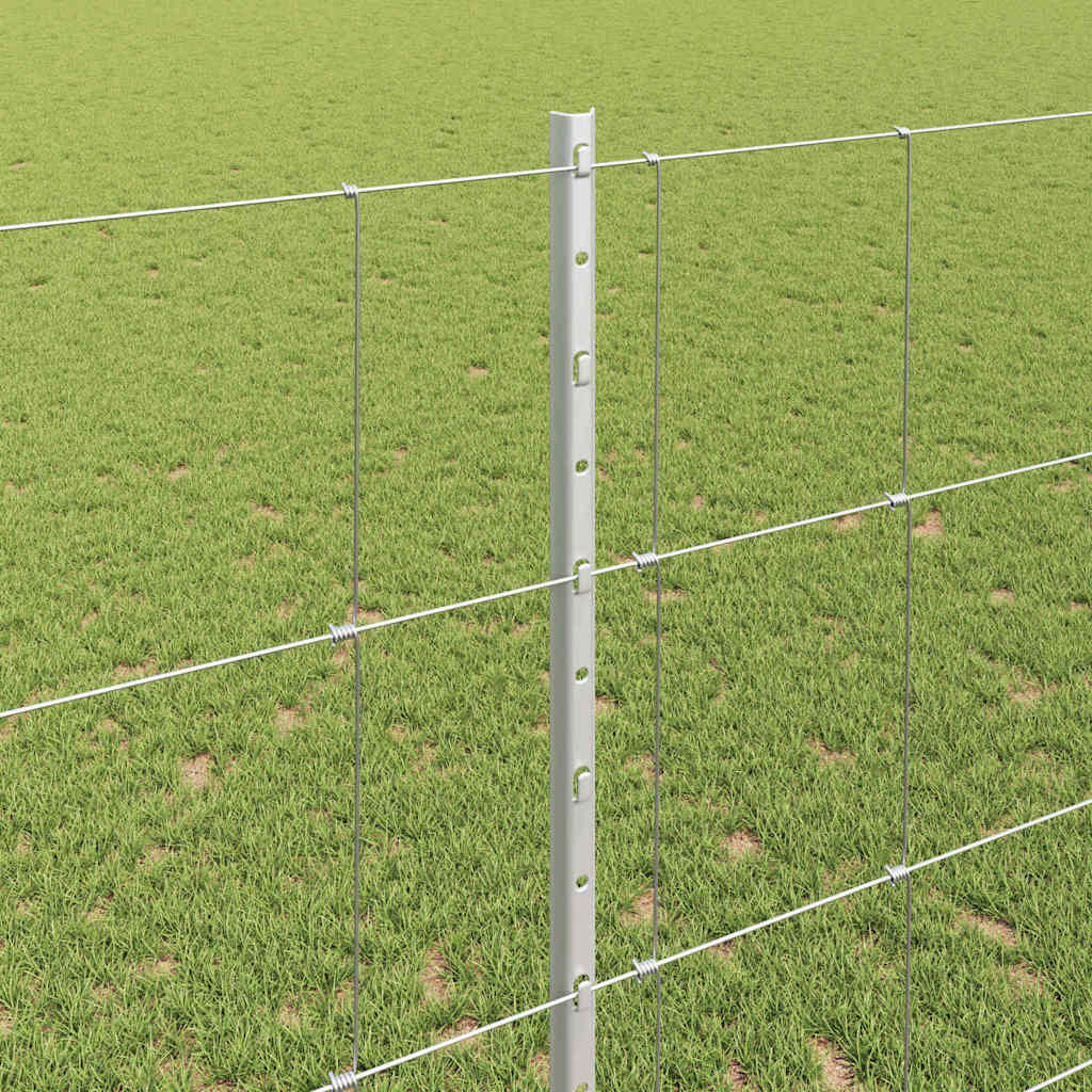 Zaun mit Pfosten Silber 1,4 x 25 m Stahl