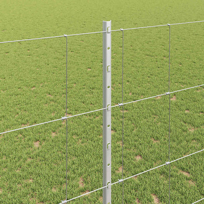 Zaun mit Pfosten Silber 1,4 x 25 m Stahl