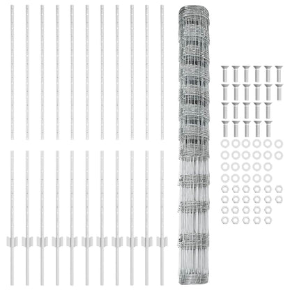 Zaun mit Pfosten Silber 1.4 x 25 m Stahl