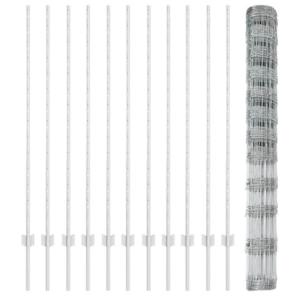 Zaun mit Pfosten Silber 1.4 x 25 m Stahl