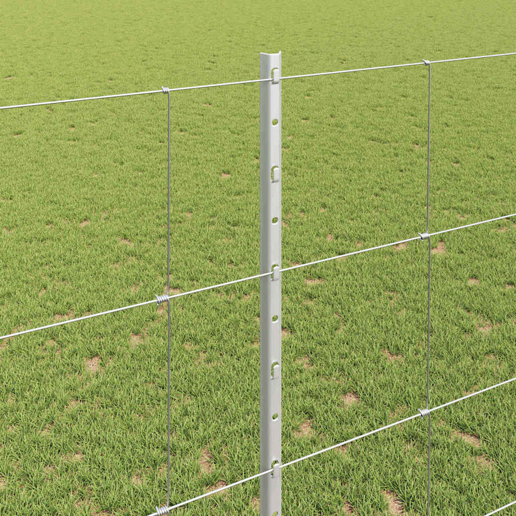 Zaun mit Pfosten Silber 1,4 x 25 m Stahl