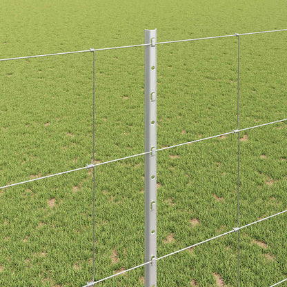 Zaun mit Pfosten Silber 1,4 x 25 m Stahl