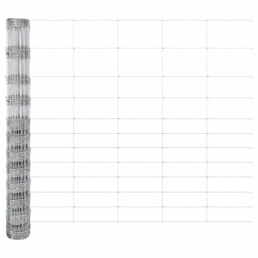 Zaun mit Pfosten Silber 1.4 x 25 m Stahl